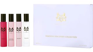 Unboxing 4 travel 33 oz Parfums de Marly discovery set Oriana Delina Exclusif Valaya [upl. by Edrahc]