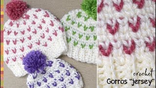 Gorros en punto quotjerseyquot imitación 2 agujas a CROCHET waistcoat o knit stitch  Tejiendo Perú [upl. by Allrud]