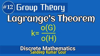 Lagranges theorem  Oder of the Group  Group Theory  Discrete Mathematics in Hindi [upl. by Urbannal]