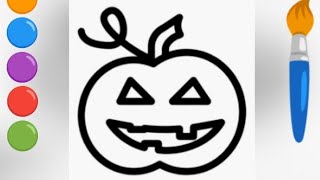 pumpkin Jack o lantern Drawing Painting and Coloring for kids and Toddlersdraw pumpkinJackolantern [upl. by Roehm591]