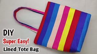 How to make Lined Tote Bag  FAST AND SIMPLEST WAY  Easy Sewing Tutorial  Tote bag tutorial Diy [upl. by Gladdie]