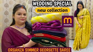 meesho wedding special saree haul  meesho saree haul latest  new collection  partywear saree [upl. by Razaile]