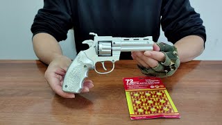 Silver Revolver 8 Shot Ring Metal Cap Gun Unboxing  Loud Cap Pistol Toy [upl. by Eerpud]