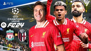 EA FC 24  Liverpool vs Bologna  UCL Group Stage 2024 ft Salah Chiesa Díaz Nuñéz  PS5™ 4K60 [upl. by Kirk]