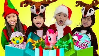 Wendy Emma Jannie amp Lyndon Pretend Play Saving Christmas Morning amp Presents for Kids [upl. by Alleusnoc880]