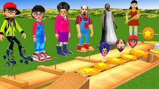 Scary Teacher 3D vs Squid Game Wooden Shoes Running Honeycomb Candy Level Max 5 Times Challenge [upl. by Janetta]