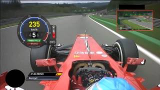 On board Fernando Alonso GP Belgium SPA F1 2013 [upl. by Yetnom]