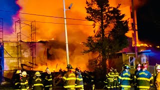 BOUND BROOK FIRE DEPARTMENT WITH MUTUAL AID COMPANIES BATTLE MAJOR 7 ALARM FIRE IN SEVERAL BUILDINGS [upl. by Lightman860]