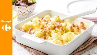 Ovengebakken bloemkool en aardappel met kaassaus en spekjes met mesclunsalade [upl. by Nigle]