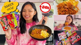 I Only Ate quotRAMEN NOODLESquot For 24 HOURS🍜😱Food Challenge😋 [upl. by Anna-Maria]