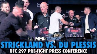 Fan Rushes Stage Sean Strickland and Dricus Du Plessis Squash Beef at UFC 297 Press Conference [upl. by Ettereve]