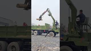 Truckmounted excavator Rotary wood grabber Wood grabber Sixwheel drive dump truck One machine [upl. by Burman]