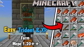 TRIDENT XP Farm Minecraft Mcpe 120 McpeBedrock [upl. by Aicnatsnoc]