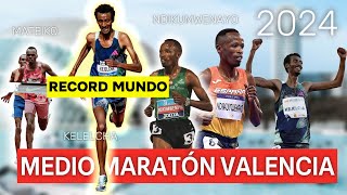 MEDIA MARATON DE VALENCIA 2024 🚀 ¡Récord del Mundo ⚡️ 57´ 30quot [upl. by Silvan]