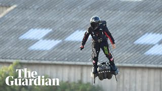 French inventor crosses Channel by hoverboard [upl. by Ziguard]