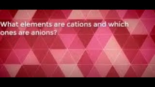 What elements are anions and cations [upl. by Shem297]