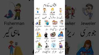 Professions Names in English with Urdu Meanings Image explanation Learn Jobs Vocabulary [upl. by Gothurd]