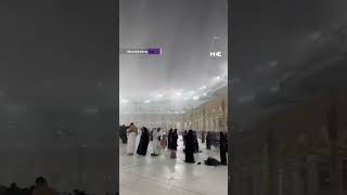 Muslim pilgrims in Mecca experience heavy rainfall at the Kaaba [upl. by Florance535]