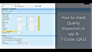 How to check Quality inspection stock in SAP  How to check Quality stock in SAP  TCodes QA32 [upl. by Aihcrop]