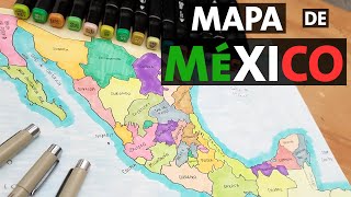 🇲🇽 Aprende a dibujar el mapa de los Estados Unidos Mexicanos 🇲🇽 [upl. by Leiad]