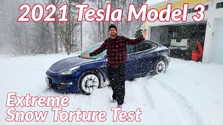 2021 Tesla Model 3  150 Mile Snow Torture Test in a Blizzard [upl. by Atiuqes571]