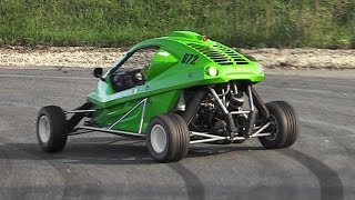 Kart Cross w 600cc Bike Engine racing on track Slides Accelerations amp Sounds [upl. by Allehcim945]