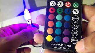 COMO SON LOS LEDS T10 UNBOXING MULTICOLOR CON CONTROL REMOTO Para MOTOCICLETA MERCADO LIBRE [upl. by Kcirtapnhoj]