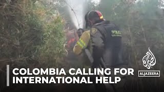 Colombia forest fires Appeal for international help to battle blazes [upl. by Arehc]