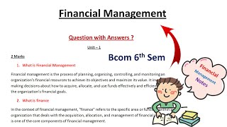 Bcom 6th Sem Financial Management Notes Financial education  commerce FM notes  Financial Planning [upl. by Undry]