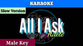 All I Ask by Adele  Karaoke  Male Key  Slow Version [upl. by Stralka]