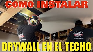 Como Instalar Drywall o Tablaroca En El Techo De Un Garage Y Sujetarlo Al Framing De Una Casa DIY [upl. by Eatnhoj781]