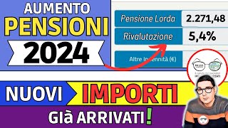 AUMENTO PENSIONI 2024 📈 TUTTI I NUOVI IMPORTI da GENNAIO ANTEPRIMA INPS ➜ VERIFICA TABELLA AUMENTI [upl. by Ayotahc]