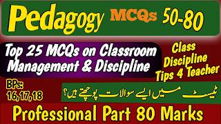 Classroom Management and Discipline Most Important MCQs for Teaching  Pedagogy Teaching MCQs [upl. by Mailiw]