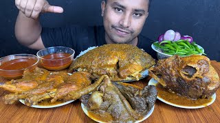 EATING CHICKEN CURRY MUTTON LIVER GOAT HEAD WHOLE FISH CURRY amp CHILLI  GOAT HEAD EATING ASMR [upl. by Ahsiya554]