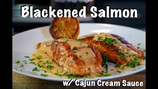 How To Cook Salmon  Blackened Salmon w Cajun Cream Sauce Recipe Salmon MrMakeItHappen [upl. by Muffin]