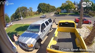 Video  Catalytic converter thieves confronted with paintball guns in Turlock bail on crime [upl. by Engelbert]