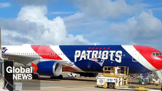 Stranded Sunwing passengers fly home to Quebec on New England Patriots’ jet [upl. by Sukhum]