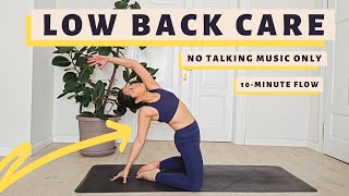 No Talking Music Only Low Back Yoga Stretch and Strengthen  BeginnerFriendly  10Minutes [upl. by Debby197]