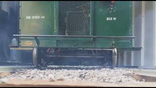 Wickham trolley wks No 6655 quotRoger Warrenquot leaving the shed garage [upl. by Ammeg242]