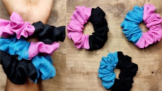 Two colour Scrunchies  Unique design Scrunchies  Easy Scrunchies making tutorial [upl. by Fenton]