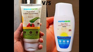 Mamaearth Sunscreen Comparison Hydra gel VS Aqua Glow [upl. by Berneta]