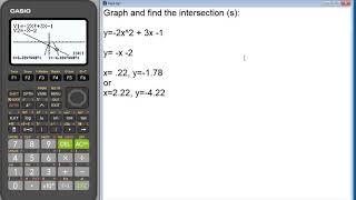 fx9750GIII Graphing Functions and Finding Intersection s [upl. by Aubrie]