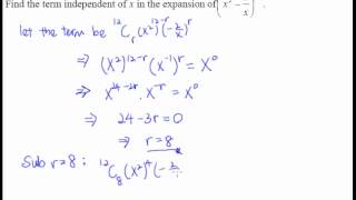 6 Binomial Theorem  Example 2  Finding the term independent of x [upl. by Locklin]