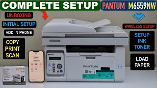 Pantum M6559NW Setup Install Ink Toner Wireless Setup Using iPhone Copy Print amp Scan Test [upl. by Boothman]