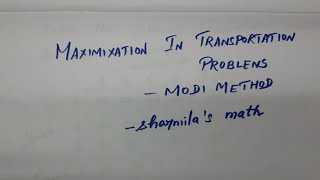 MAXIMIZATION IN TRANSPORTATION PROBLEMS  BALANCED TP  MODI METHOD  sharmilas math [upl. by Adnaloy]