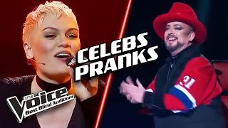 Unexpected CELEBRITY PRANKS on The Voice [upl. by Sudnor542]