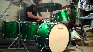 Led Zeppelin  Immigrant Song  Drum Cover  Vintage Ludwig Green Sparkle Drums [upl. by Ezalb614]