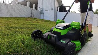 First Cut with Greenworks 80V 25quot Lawn Mower [upl. by Aisauqal]