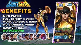 NEW UPDATE CHOU SCRIPT SKIN SAINT SEIYA  LIBRA SHIRYU  MOBILE LEGENDS [upl. by Ahsan71]