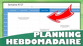 Comment créer un Planning Hebdomadaire avec Excel [upl. by Ninetta]